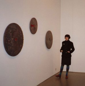 The artist at her exhibition at England & Co in 2004 - image The artist at her exhibition at England & Co in 2004 - image