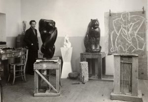 The artist in his Milan studio in 1936 - image The artist in his Milan studio in 1936 - image