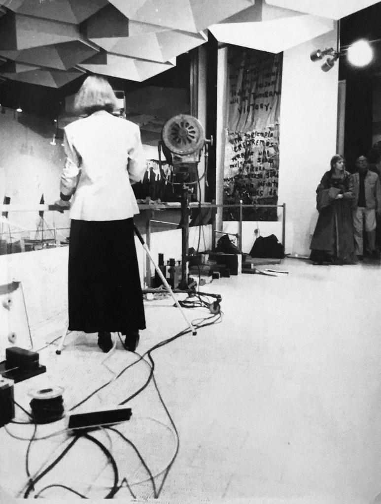 Lynn MacRitchie filming the Artists for Democracy festival, 1974.