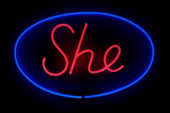 SHE, neon artwork by Tina Keane