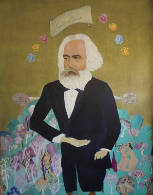 \'Karl Marx\' by Cecilia Vicuña at England & Co, London.