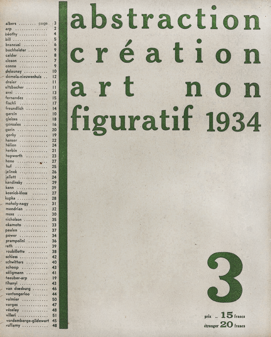 The journal abstraction-création: art non-figuratif  was published in Paris annually from 1932-1936. Issue 3 from 1934 includes Paule Vézelay.