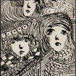 w MadgeGill01 Madge Gill drawing at the Outsider Art Fair, Paris. England & Co gallery.