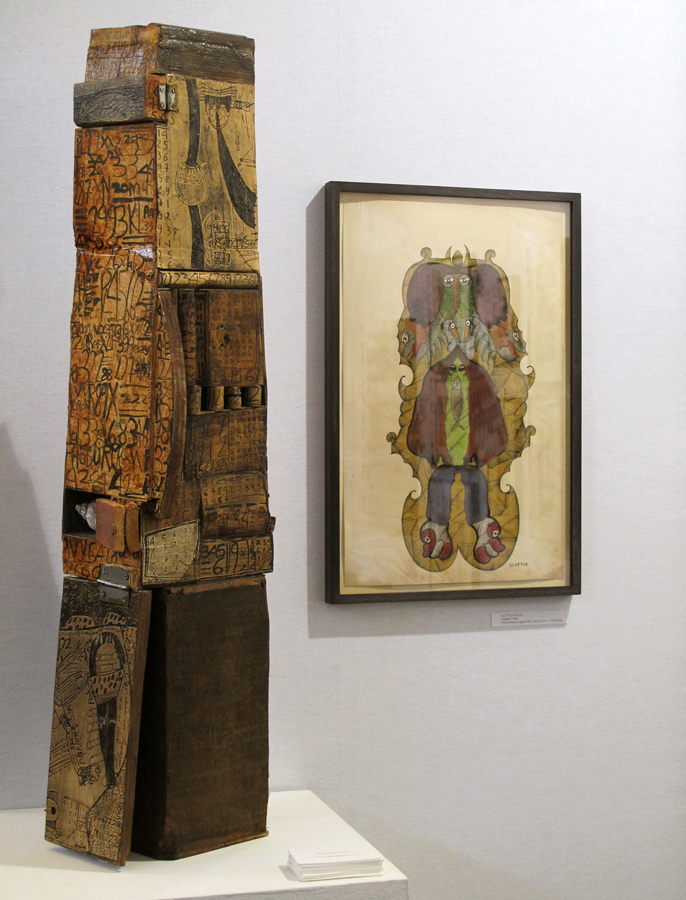 England & Co\'s stand at the Outsider Art Fair 2015 in Paris included works by Geneviève Seillé and Scottie Wilson.