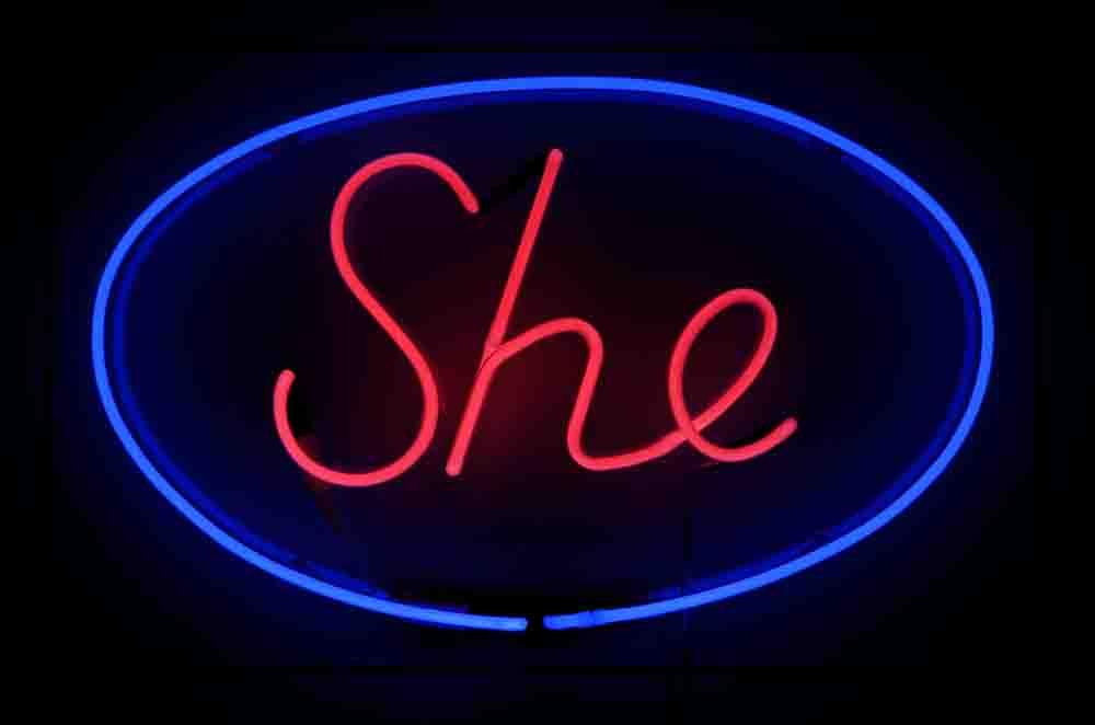 SHE, a neon sculpture by Tina Keane acquired by the British Council Collection